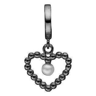 Christina Collect 925 sterling silver Bubbly Pearl Love Black rhodium-plated bubble heart with small pearl, model 610-B59